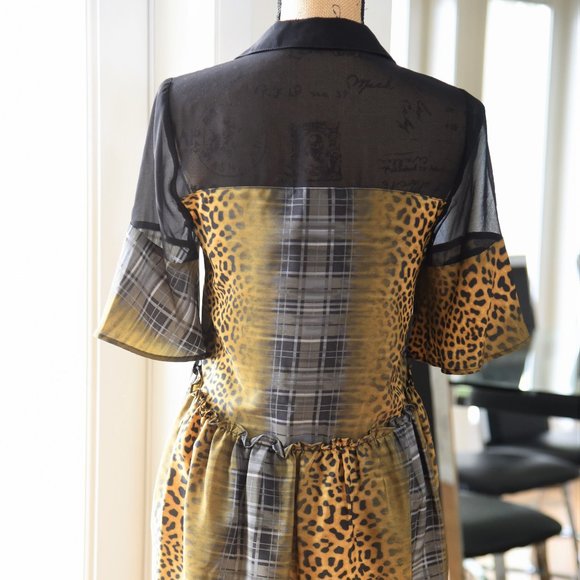 NEW BCBGeneration Leopard Plaid Multi Shirt Dress - Picture 7 of 7